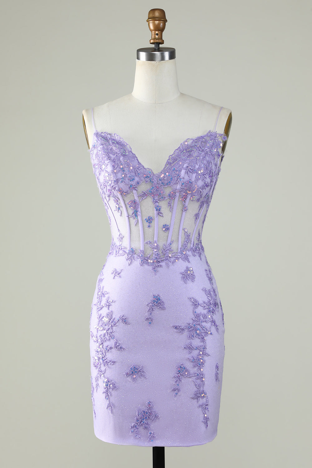 Bodycon Spaghetti Bandjes Paars Korset Homecoming Jurk met Appliques Angebot