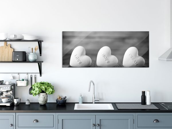 Love Hope Dream Hearts, Glasbild Panorama Rabatt – Bild 3