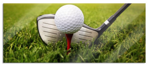 Golf Abschlag, Glasbild Panorama Online-Schn?ppchen