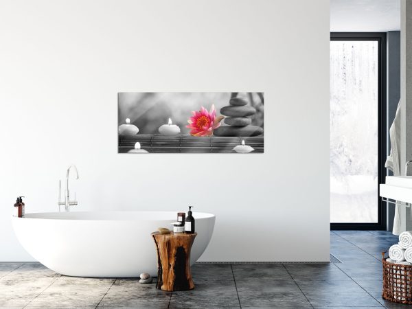 Seerose Zen Steine Kerzen, Glasbild Panorama Zu verkaufen – Bild 4