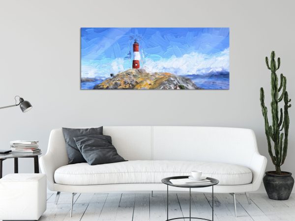Leuchtturm mit Robben, Glasbild Panorama Verkauf – Bild 2