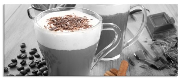heiße Schokolade und Kaffee, Glasbild Panorama Online
