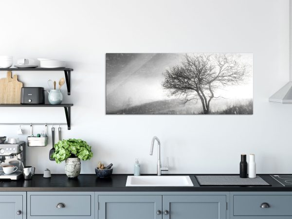 Baum in Landschaft, Glasbild Panorama Mode – Bild 3