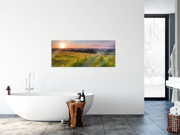 Bergwiese im Sonnenaufgang, Glasbild Panorama Online-Schn?ppchen – Bild 4