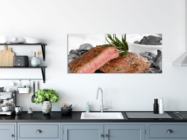 saftiges Medium Steak, Glasbild Panorama Im Angebot – Bild 3