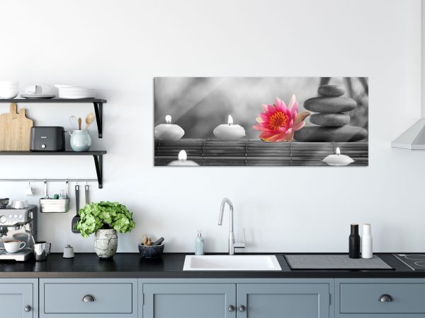 Seerose Zen Steine Kerzen, Glasbild Panorama Zu verkaufen – Bild 3