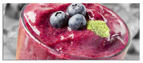 köstlicher Blaubeershake, Glasbild Panorama Zu verkaufen