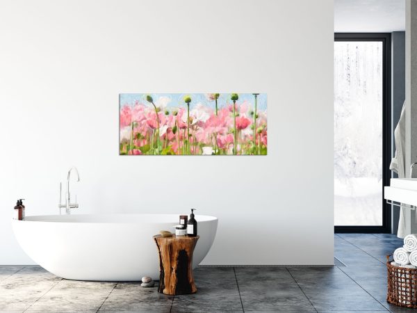 Blumenwiese Mohnblumen, Glasbild Panorama Online-Verkauf – Bild 4