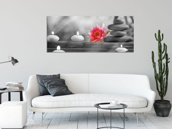 Seerose Zen Steine Kerzen, Glasbild Panorama Zu verkaufen – Bild 2