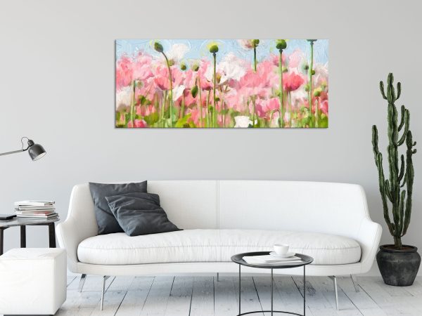Blumenwiese Mohnblumen, Glasbild Panorama Online-Verkauf – Bild 2