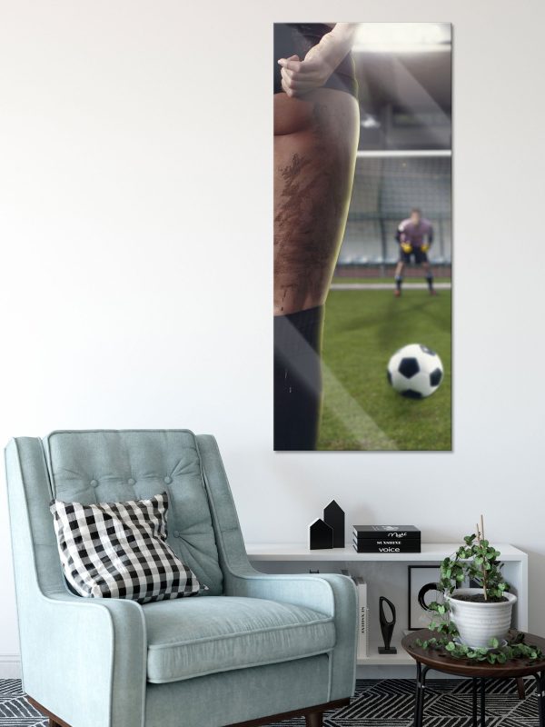 Frauenpo im Fußballtrikot, Glasbild Panorama Jetzt online – Bild 2