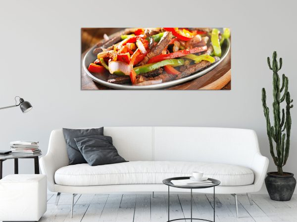 Fleischpfanne mit Paprika, Glasbild Panorama Rabatt – Bild 2