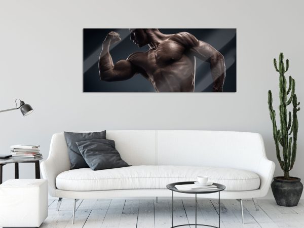 Starker Bodybuilder, Glasbild Panorama Online-Verkauf – Bild 2