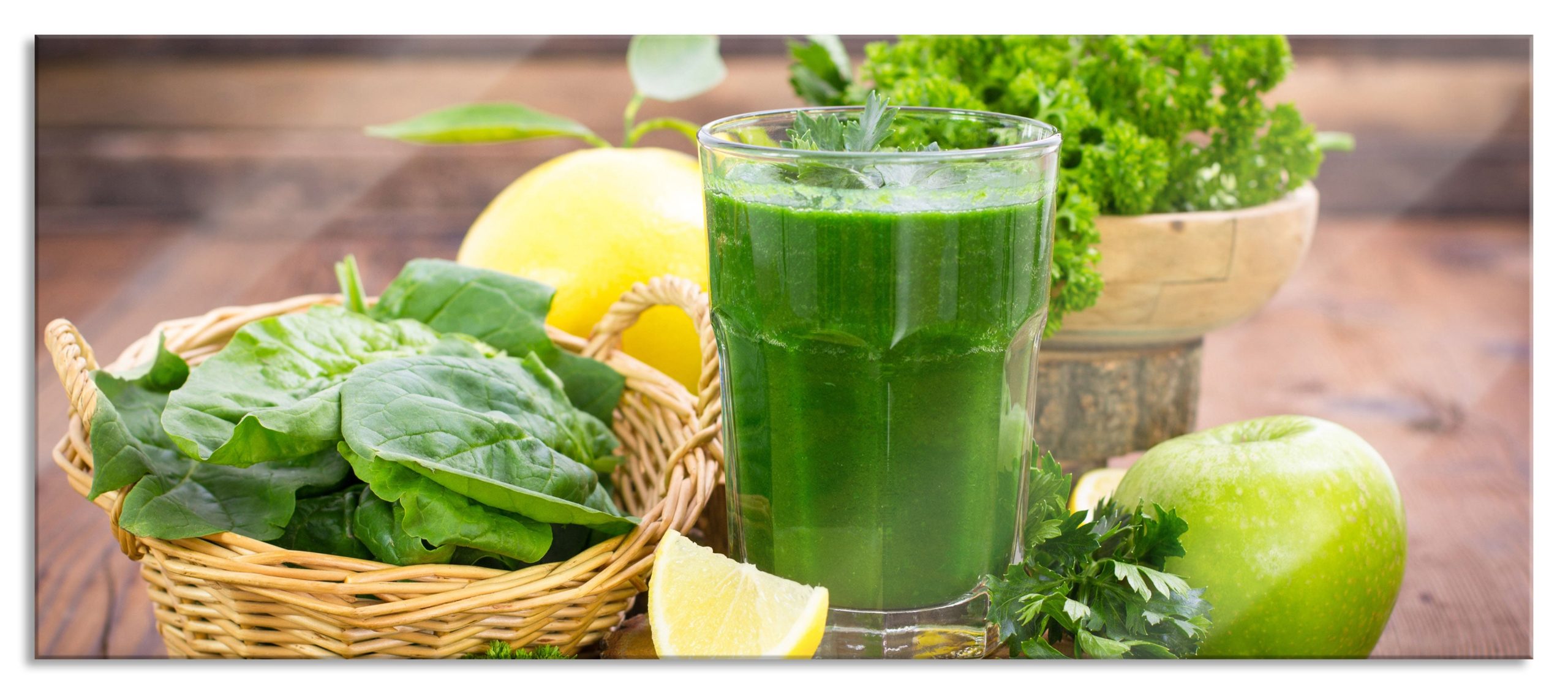 Gesunder Smoothie, Glasbild Panorama Angebot