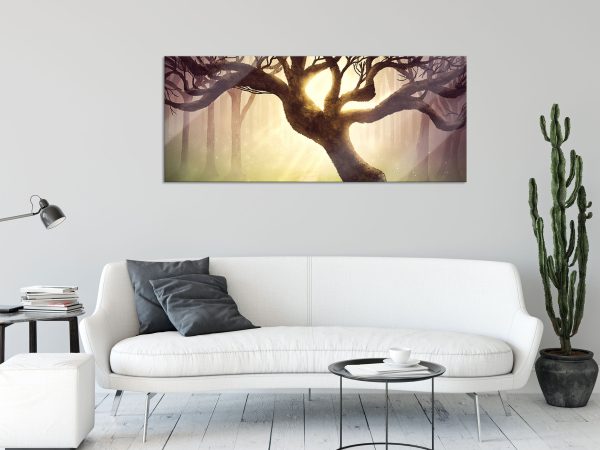 Baum am Waldweg, Glasbild Panorama Jetzt online – Bild 2