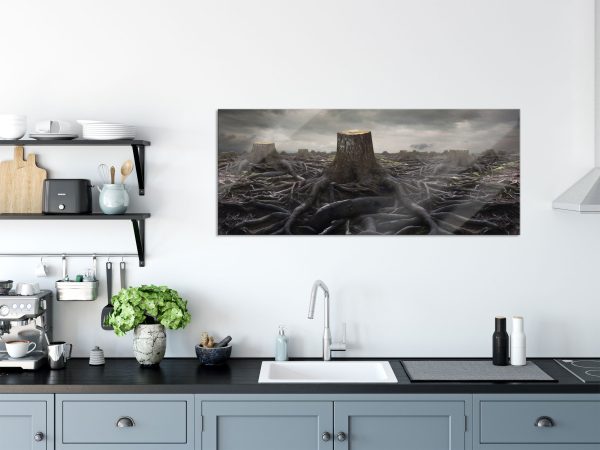 Gerodeter Wald, Glasbild Panorama Zu verkaufen – Bild 3