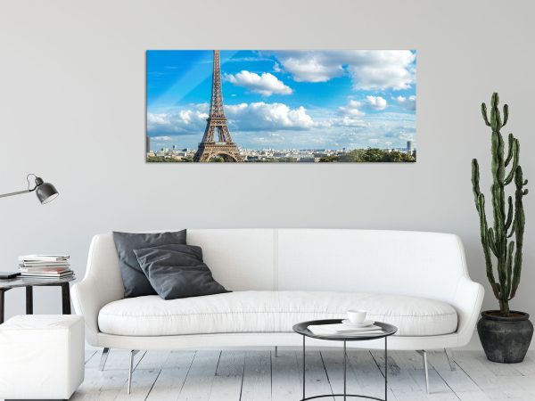 Riesiger Eiffelturm in Paris, Glasbild Panorama Im Angebot – Bild 2